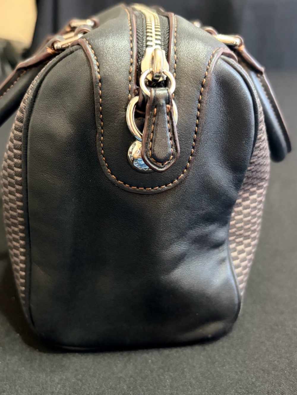 Coach Black Woven Leather Satchel - Coach - Picture 4 of 14